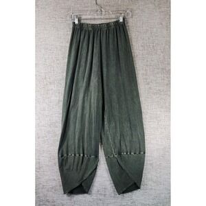 Doodle by iNoah Tulip Hem Relaxed Fit Pants Womens S Green Boho Lagenlook